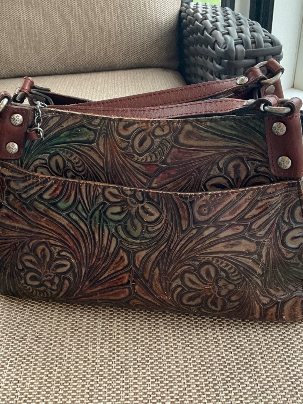 Patricia Nash large leather bag,multi color.